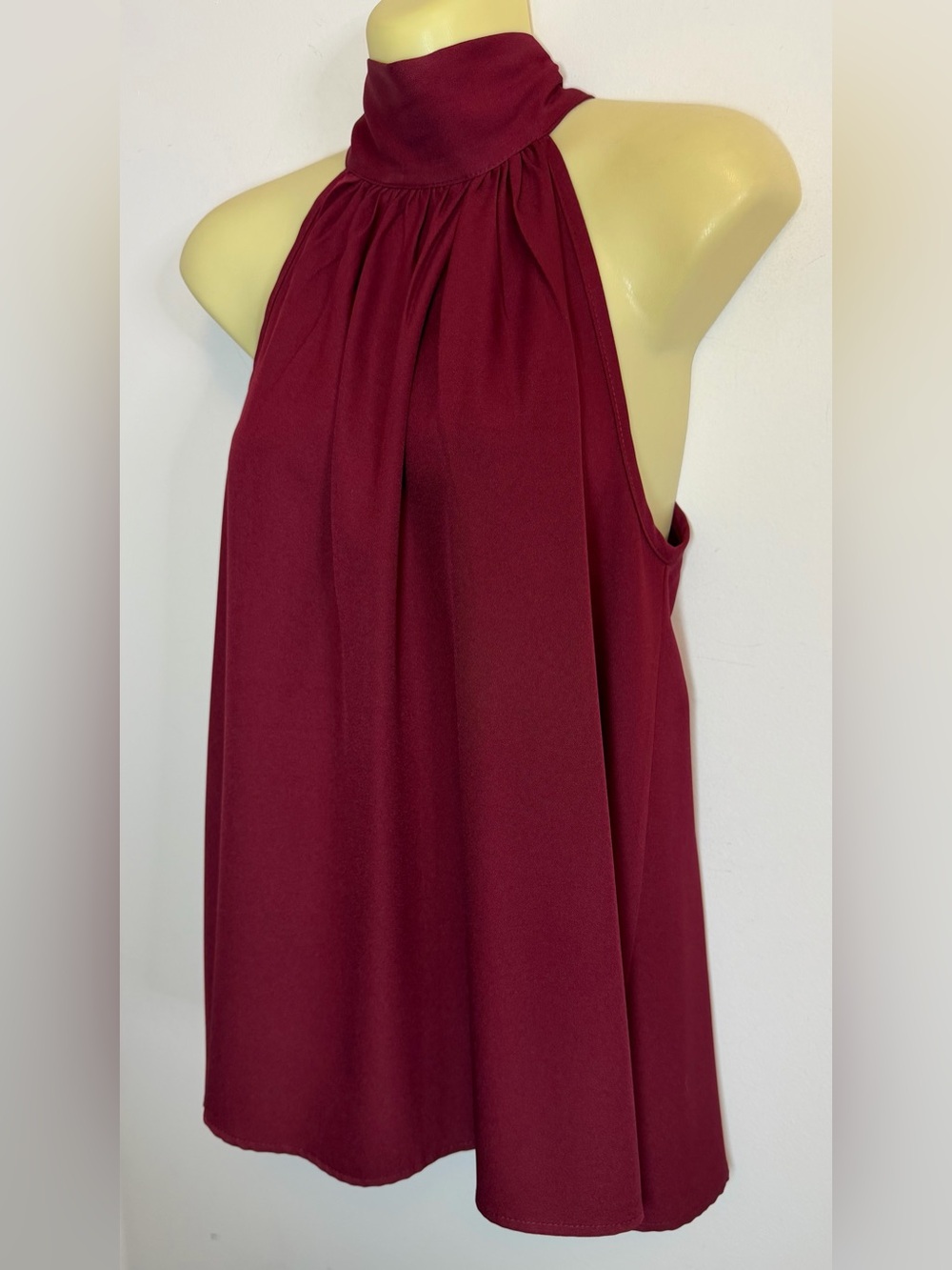 2Hearts Sleeveless High Neck Burgundy Blouse